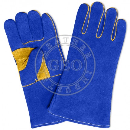 Long Cow Split Leather / Heat Resistant Industry Hand Protection / Thermal Welding Safety Gloves